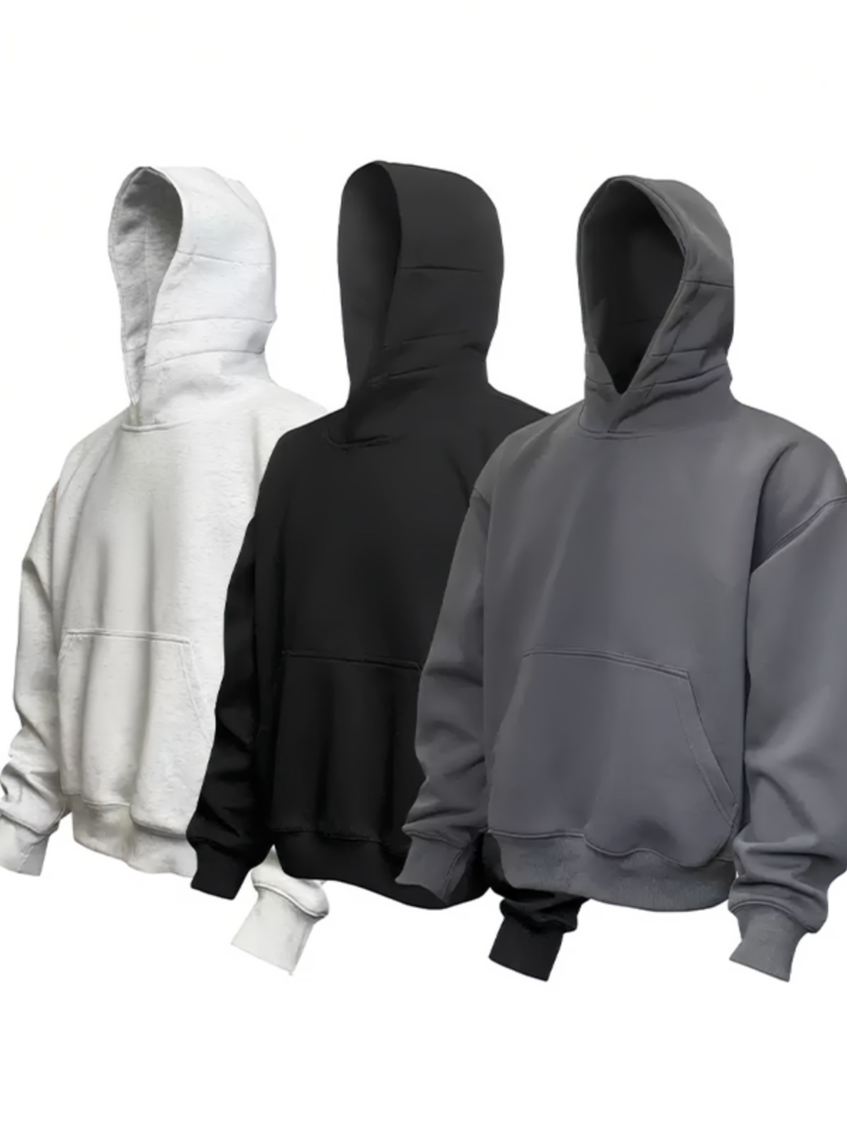 黑色短款boxy卫衣男连帽春秋cleanfit美式重磅硬挺外套hoodie帽衫